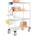 Nexel Chrome Curbside Wire Truck w/4 Shelves & Pneumatic Casters, 72L x 18W x 72H CS18724CP